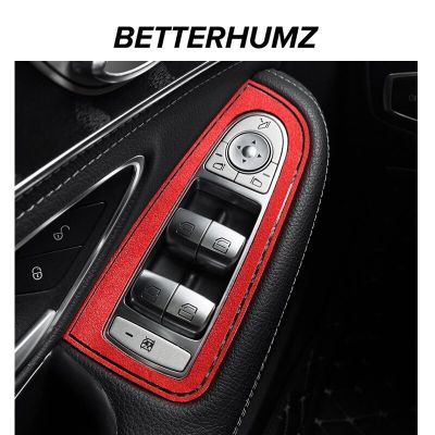 Alcantara คาร์บอนไฟเบอร์สำหรับ Mercedes Benz W205 C คลาส GLC X253ที่ยกหน้าต่างสติกเกอร์ตกแต่งแผงสวิตช์รถยนต์