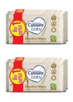 (แพค 2 คู่) CUSSONS แผ่นเช็ดทำความสะอาด Baby Sensitive Wipes สีขาว จำนวน 50 แผ่น 1แถม1