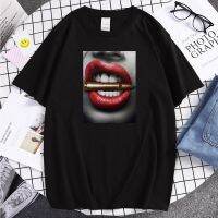 Lips Take A Bullet Printing T-Shirt Mancomfortable Harajuku Mans T-Shirts O-Neck Oversized Tee Shirts Loose Breathable Clothing S-4XL-5XL-6XL