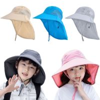 1Pc Summer Children Bucket Hats Adjustable Flap Wide Brim Cap UV Protection Sun Hat Outdoor Sunscreen Beach Cap for Boy Girl