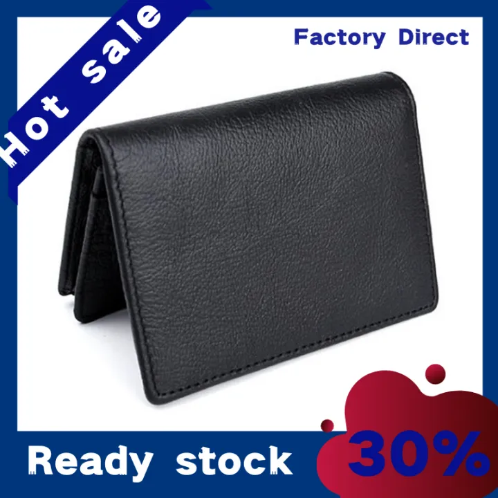 Men Black Leather Expandable Credit Card ID Business Cards Holder