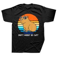 Retro ตลก Capybara Dont Be Worry Be Capy T เสื้อกราฟิกผ้าฝ้าย Streetwear แขนสั้นของขวัญวันเกิดเสื้อยืดบุรุษเสื้อผ้า