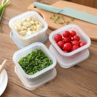 [COD] onion fresh-keeping box plastic storage ginger garlic fruit sealed square drain refrigerator transparent