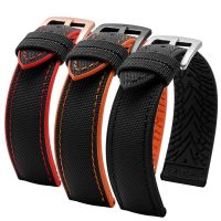 19mm 20mm 22mm 24mm Nylon Fluorine rubber Bottom Strap Men Waterproof Wrist Bracelet Accessories For Omega Mido Tissot WatchBand