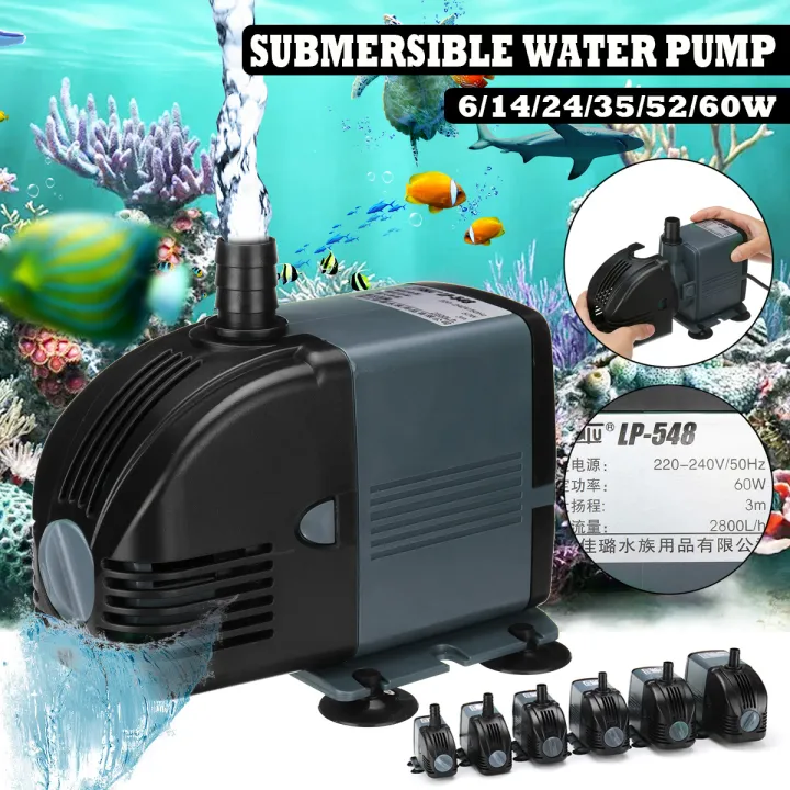 6W/14W/24W/35W/52W/60W Aquarium Water Pumps Tank Submersible Fish Pond Pool Waterproof Fountains