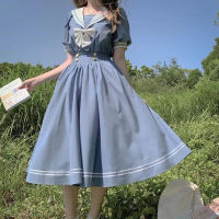 Japan Style Navy Sailor Collar Dress Mori Girl Harajuku Sundress Sweet Lolita Style Kawaii Cute Dress Princess Elegant Vestido