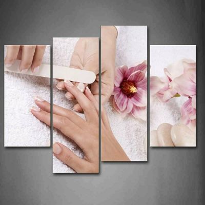 Unframed 4 Pcs Nail Spa Beauty Salon Wall Art Canvas Posters Pictures Paintings Home Decor Living Room Decoration Accessories
