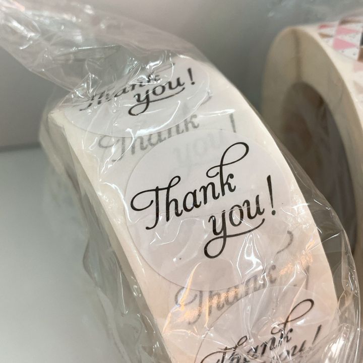 สติ้กเกอร์ขอบคุณ-สติ้กเกอร์แฮนเมด-ติดถุงขนม-ติดของชำร่วย-ติดกล่องสแน็กบ็อก-sticker-thank-you-handmade