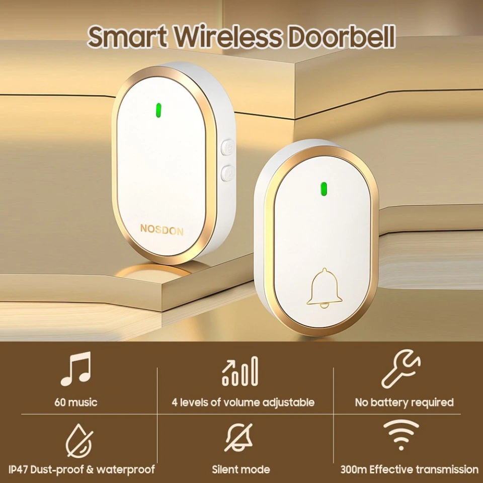 Wireless Doorbell Smart Door Bell 60 Chime 110DB 300M Long Range Doorbell Waterproof Dustproof Calling Bell Home Bell Welcome Doorbell Door Ring for Home House Hotel Office Locking Pintu Tanpa Wayar