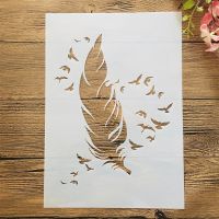 A4 29*21cm Big Feather and Birds DIY Layering Stencils Wall Painting Scrapbook Coloring Embossing Album Decorative Template Rulers  Stencils