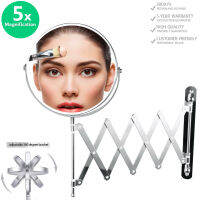 Double-Sided Magnifying Makeup Mirror, 8 Inch Diameter 1X5X,10X Wall Mounted Extension Adjustable Rotating Vanity Makeup Mirror