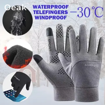 GOLDEN CMAEL Ski Hiking Gloves for Men Winter Warm Velvet Anti