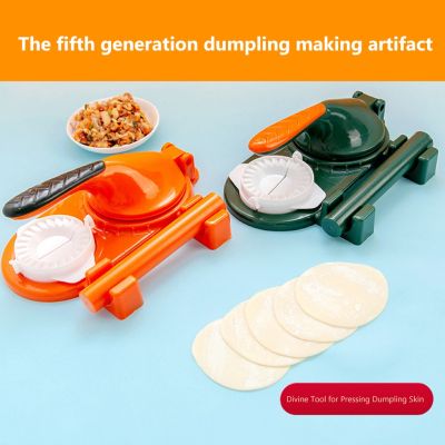 2-in-1 Dumpling Maker DIY Dumpling Wrapper Machine Manual Dumplings Making Molds with Rolling Stick Practical Pastry Tools