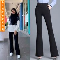 CODadoqkxDGE Plus Size S-4XL Bootcut Long Pants Women Korean Style Casual High Waist Black Slimming Office Work Vintage Flare Pants Celana Seluar Slack Panjang Perempuan Wanita Murah Muslimah Palazo Hitam 休閒褲子女長褲 Baju Raya 2023