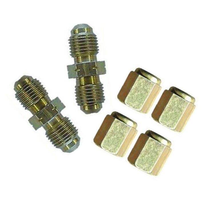 6pcs Brass Brake Line Union Fittings Straight Reducer Compression Kits