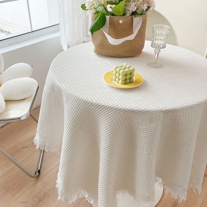 hot-ผ้าปูโต๊ะสไตล์ญี่ปุ่นสไตล์ฝรั่งเศส-ins-ลมถักผ้าฝ้ายผ้าห่มโต๊ะกาแฟสีขาวผ้าปูโต๊ะกลมผ้าปูโต๊ะรับประทานอาหารผู้ผลิตโต๊ะข้างเตียง
