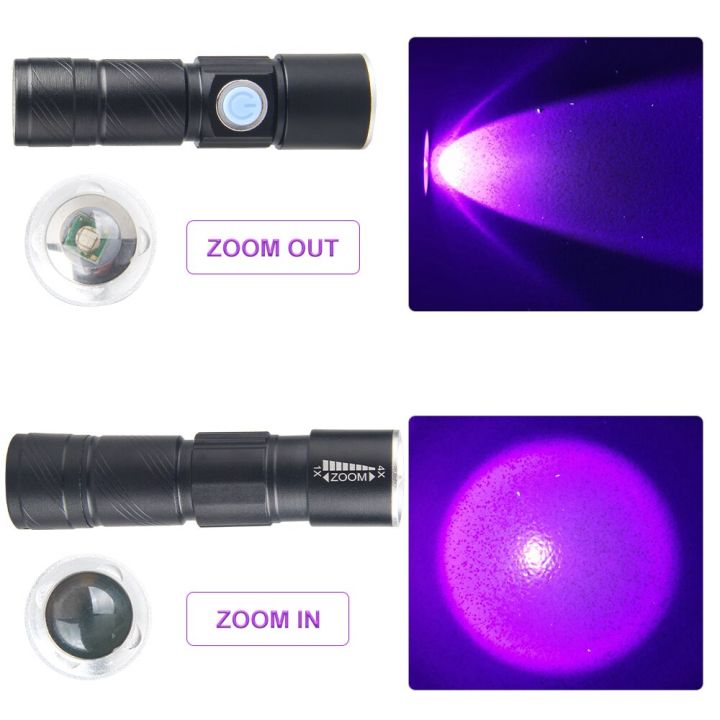 ultraviolet-flashlight-usb-rechargeable-lamp-3-mode-powerful-torch-telescopic-zoom-light-blacklight-mini-led-395nm-uv-flashlight-rechargeable-flashlig