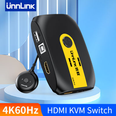 Unnlink Hdmi KVM Switch 4K60Hz Video Switcher พร้อม Extender 2แล็ปท็อป Share 1 Monitor 4 USB 2.0 1.1สำหรับเมาส์คีย์บอร์ดเครื่องพิมพ์