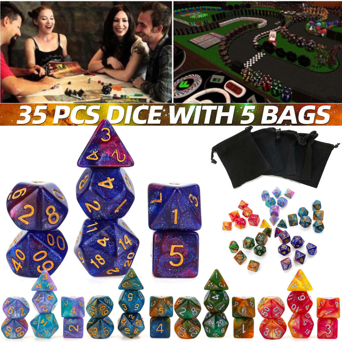 28/35/42pcs Polyhedral Dice for DND RPG MTG Game Dungeons & Dragons D4-D20 Color 