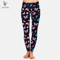 LETSFIND 2020 Beautiful Butterfly Printing Soft Slim Plus Size Pants Fashion High Waist Butterfly Fitness Elastic Leggings