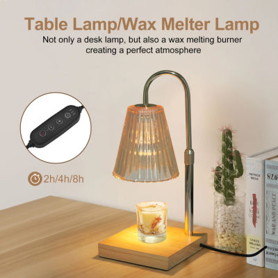 Candle Warmer Lamp，Compatible with Jar Candles Vintage Electric Candle Lamp Dimmable Candle Melter Top Melting for Scented Wax，White Marble Base, and Rose Gold Lampshade, with 2 Bulbs(Clear)