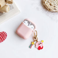 AirPods1ชุดหูฟังบลูทูธ Apple ลายการ์ตูน Kirby พวงกุญแจเคสป้องกันการตก2อันรุ่น Pro3