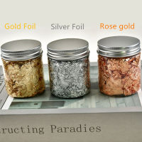 1ขวดตกแต่ง Gold Leaf Flakes 3G Gold Silver Confetti Diy เล็บภาพวาดวัสดุตกแต่งกระดาษฟอยล์ Party Supplies