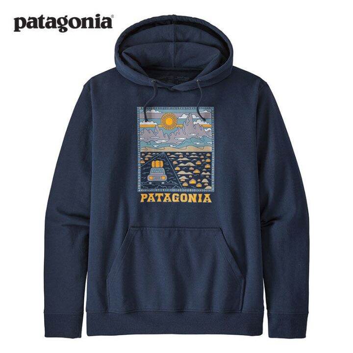 เสื้อสเวตเชิ้ตผู้ชายลำลองเสื้อฮู้ดทรงหลวมถนนภาคสนาม-patagonia