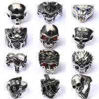 10 PcsLot Trend Stainless Steel Jewelry MenS Finger-Ring Gothic Style Skull Head Rings Male Fashion