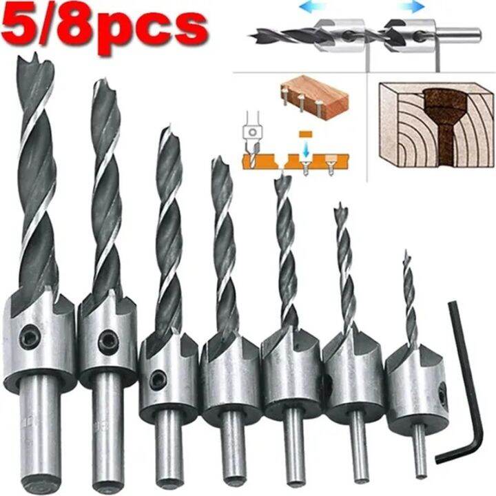 5-8pcs-flute-countersink-drill-bit-set-3-10mm-hss-hole-drill-woodworking-chamfer-bit-set-woodworking-reaming-drill-guide-drill