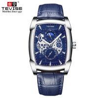 ⌚TEVISE นาฬิกานาฬิกาข้อมือสำหรับผู้ชาย T802S สำหรับผู้ชาย,นาฬิกาควอตซ์สำหรับดวงจันทร์24ชั่วโมงแสดงสายหนังเรืองแสงนาฬิกาผู้ชาย Dropshipping