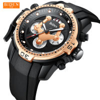 Biden Mens Watch Fashion Creative Multifunctional Luminous Waterproof Silicone Band Mens Quartz Watch