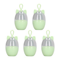 [wilkl] 5pcs Clear Makeup Sponge Holder Portable Cartoon Shape Hanging Hole Green Plastic Makeup Sponge Case