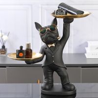 Decor Resin Sculpture French Bulldog Butler with Tray Nordic Decor Sculpture for Live Room Statue for Decor Gay Figurine