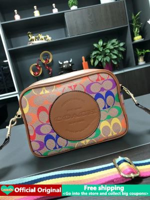 【Authentic】2022 New Coach Sling Bag For Women On Sale Original Korean Fashion Letter Print Shoulder Bag Summer Outdoor Cal Cross Body Bag PU Leather Tote Bag Phone Bag Cosmetic Bag Coach Color Camera Bag Handbag Suitable For Shopping Travel การจัดเลี้ย