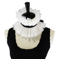 【cw】 Mesh Ruffled False Fake Collar Lace-Up Steampumk Neck Ruff Necklace ！