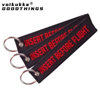 Insert Before Flight Both Sides Embroidery Tags Rectangle Keychain Motorcycle Key Chain Accessories Souvenir Gifts Wholesale Key Chains