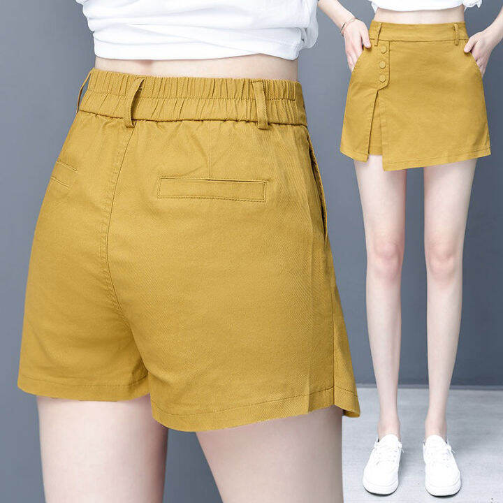 Summer Shorts Women's Korean Style Fashion Ladies Stretchy Cotton Solid