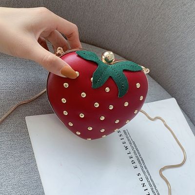 Cute Strawberry Heart Shape Clutch Shoulder Bag Handbag Red touch