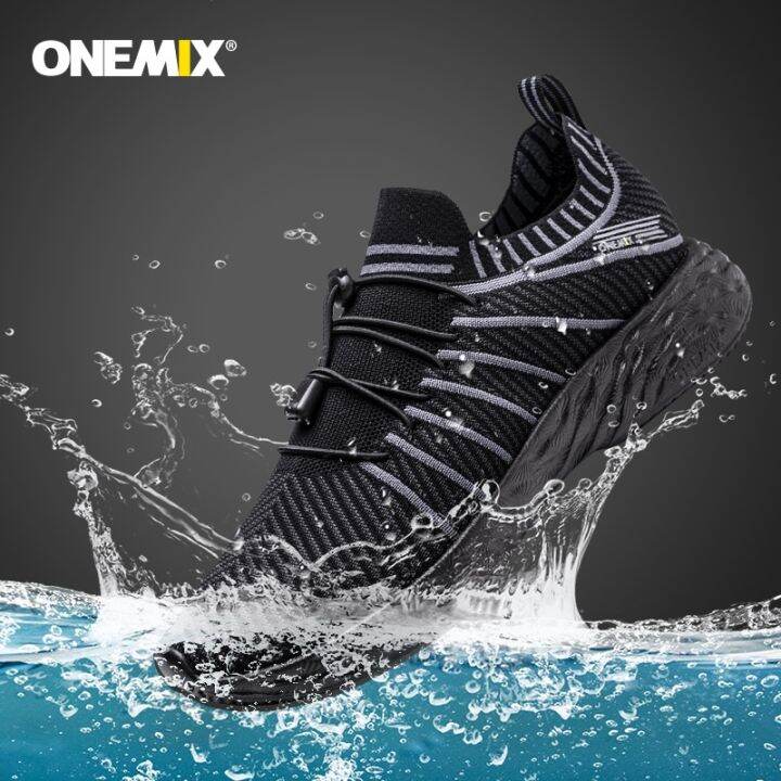 ONEMIX 2023 New Black Running Shoes for Men Waterproof Breathable Training  Sneakers Male Outdoor Anti-Slip Trekking Sports Shoes 