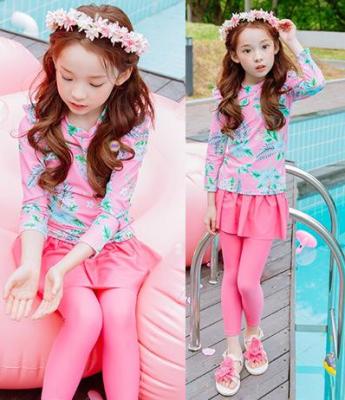 Kids Girls Long Sleeve Summer Beach Swimsuits