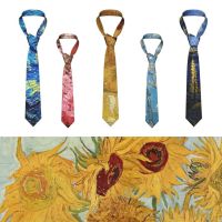 Sunflowers Tie Vincent Van Gogh Gift Men Neck Ties Printed Shirt Polyester Silk Party Cravat