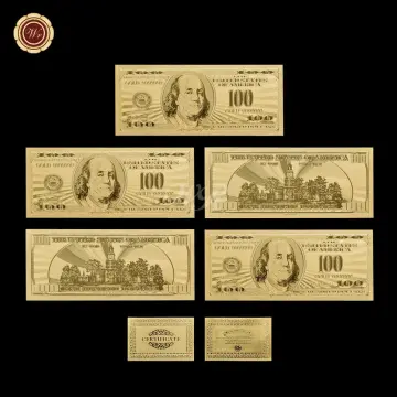 8PCS Gold Dollar Bill Full Set Gold Banknote Colorful USD 1/2/5/10/20/50/100