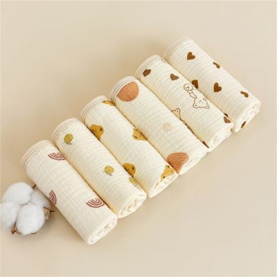 ▥✶☜ 6PCS Baby Towel Teething Bib Print Burp Cloth for Toddler Thick Layer Handkerchief Sweat Wipe Towel Newborn Face Towel