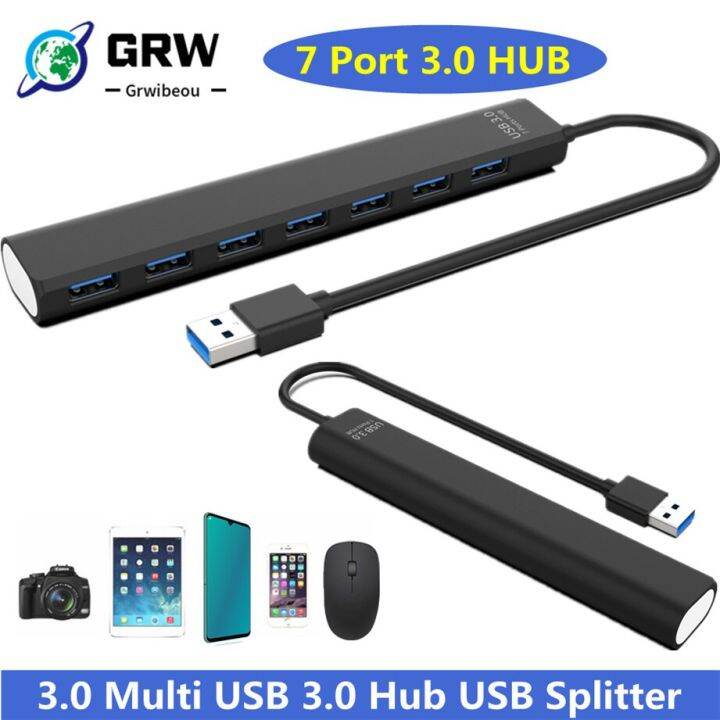 grwibeou-ที่-usb-3-0-7พอร์ต3-0ฮับ-usb-usb-หลากหลาย3-0ฮับ-usb-usb-splitter-ความเร็วสูงสำหรับคอมพิวเตอร์พีซีทั้งหมดในหนึ่ง-mp3อุปกรณ์เสริม-usb-ฮับ3-0-feona