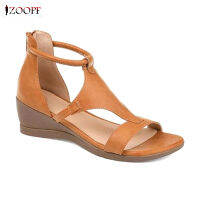 ZOOPF Sandal Keren หลังรูดซิปปิดรองเท้าแตะสายรัดข้อเท้าลิ่มทั่วไปสำหรับผู้หญิงเป็นของขวัญวันวาเลนไทน์คริสต์มาส