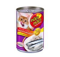 (24 กระป๋อง) Meow Meow เหมียว เหมียว 400 g  ปลาทูน่าหน้าปลาข้าวสารในเยลลี่