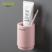 ECOCO Magnetic Adsorption Inverted Toothbrush Holder Simple Toothpaste Storage Rack with Wash Cup Punch Free Bathroom Sets