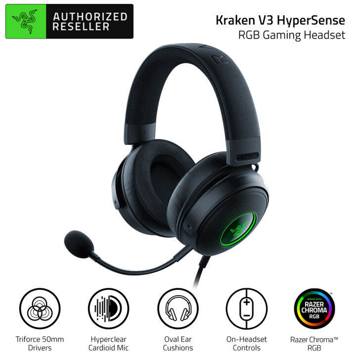 RAZER Kraken V3 HyperSense Wired USB Gaming Headset with Haptic ...