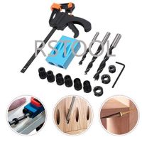 15pcs Pocket Hole Drilling Jig Kit 15 Degree Angle Oblique Hole Drill Guide Set 4inch F Clamp Positioning Locator Tool